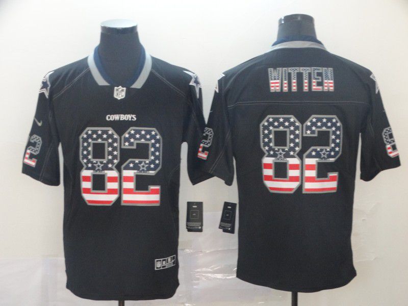 Men Dallas cowboys #82 Witten Nike USA Flag Fashion Black Color Rush Limited Jersey->women nfl jersey->Women Jersey